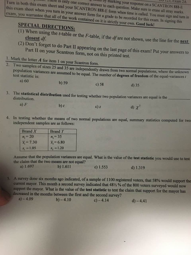 Solved: F-table, A If T-table The Using ... When Or The Df The