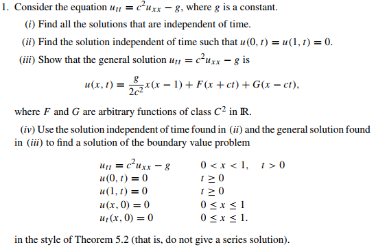 Solved Consider The Equation Utt C2uxx G Where G Is Chegg Com