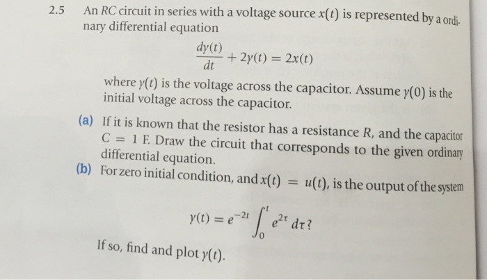 Solved An Rc Circuit In Series A Voltage Source X T Is R Chegg Com