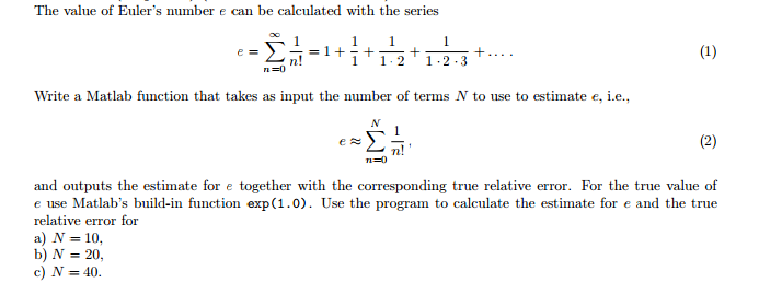 e in matlab