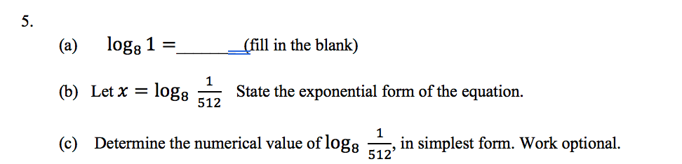 Solved A Log 8 1 Fill In The Blank B Let Chegg Com