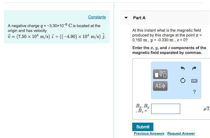 Solved Constants Part A A Negative Charge Q 3 30x106 C I Chegg Com