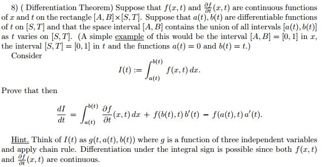 Solved Differentiation Theorem Suppose That F X T And Chegg Com