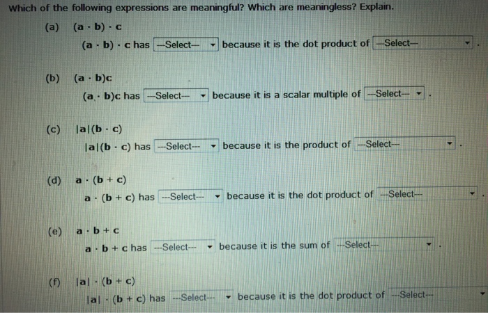 Solved Which Of The Following Expressions Are Meaningful