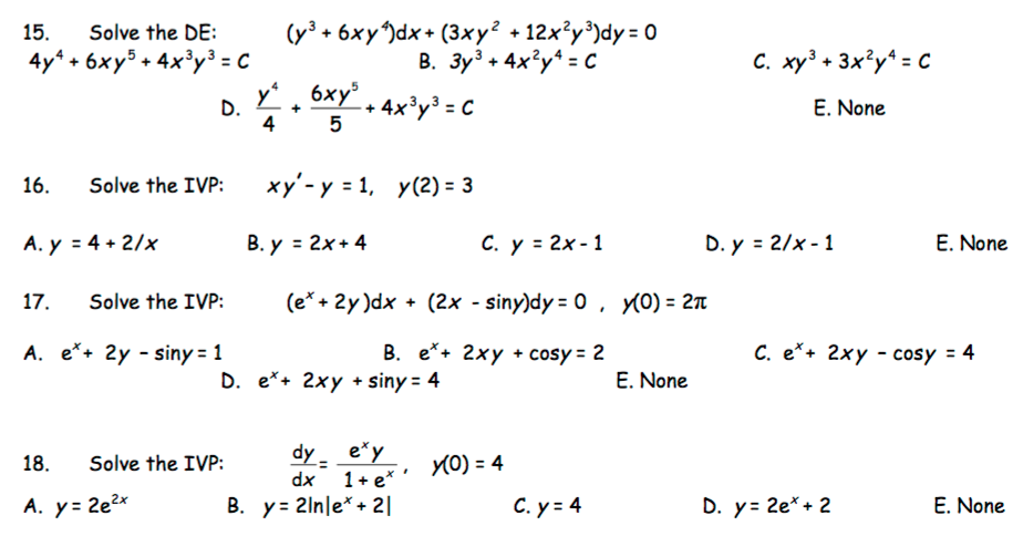 Solve The De Y 3 6xy 4 Dx 3 Xy 2 12x 2y 3 Dy Chegg Com