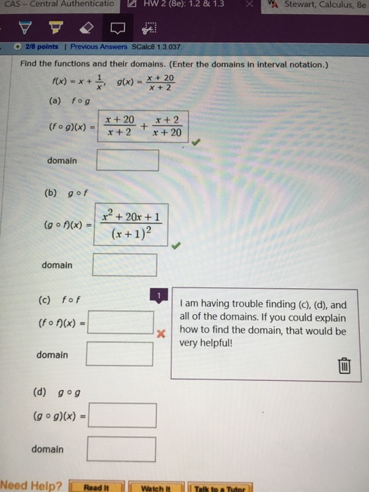 Solved Find The Functions And Their Domains Enter The D Chegg Com