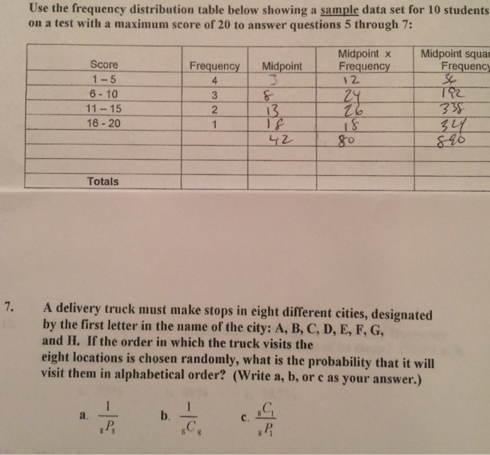 frequency distribution problems with answers