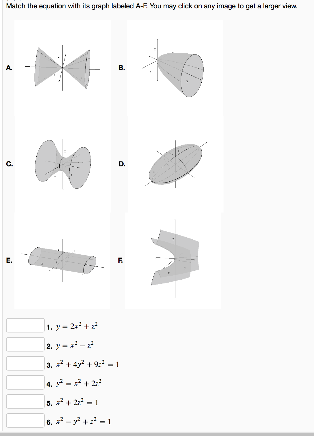 Solved Match The Equation With Its Graph Labeled A F You Chegg Com