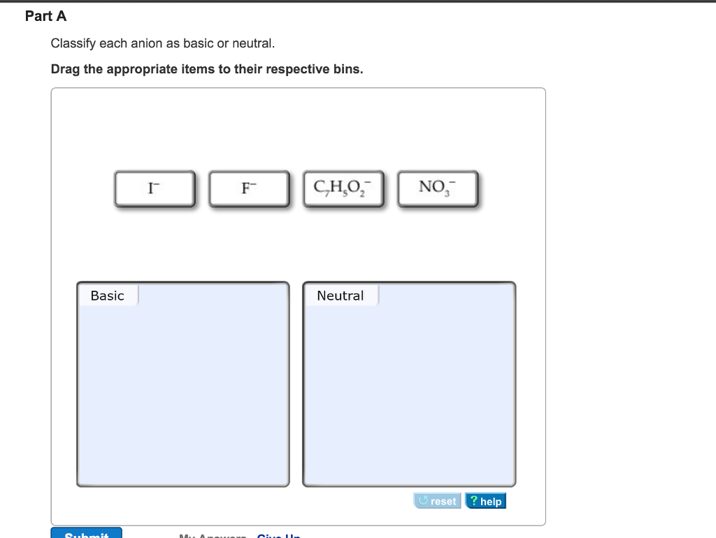 Classify Each Anion As Basic Or Neutral Drag The Chegg 