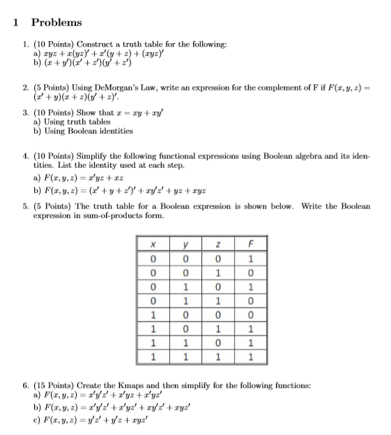 Solved Construct A Truth Table For The Following Xyz X Chegg Com