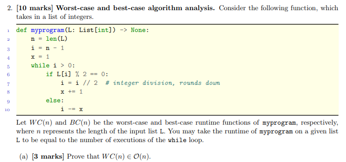 Solved 2 10 Marks Worst Case And Best Case Algorithm An Chegg Com