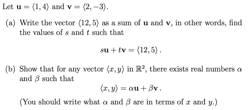 Solved Let U 1 4 And V 2 3 A Write The Vector 12 Chegg Com