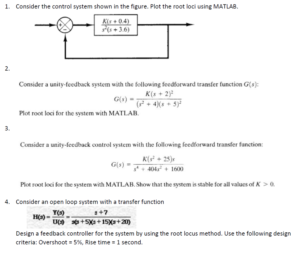 Solved 3 Use Rlocus In Matlab To Generate A Root Locus Chegg Com