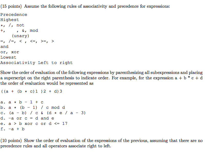 15 Points Assume The Following Rules Of Chegg Com