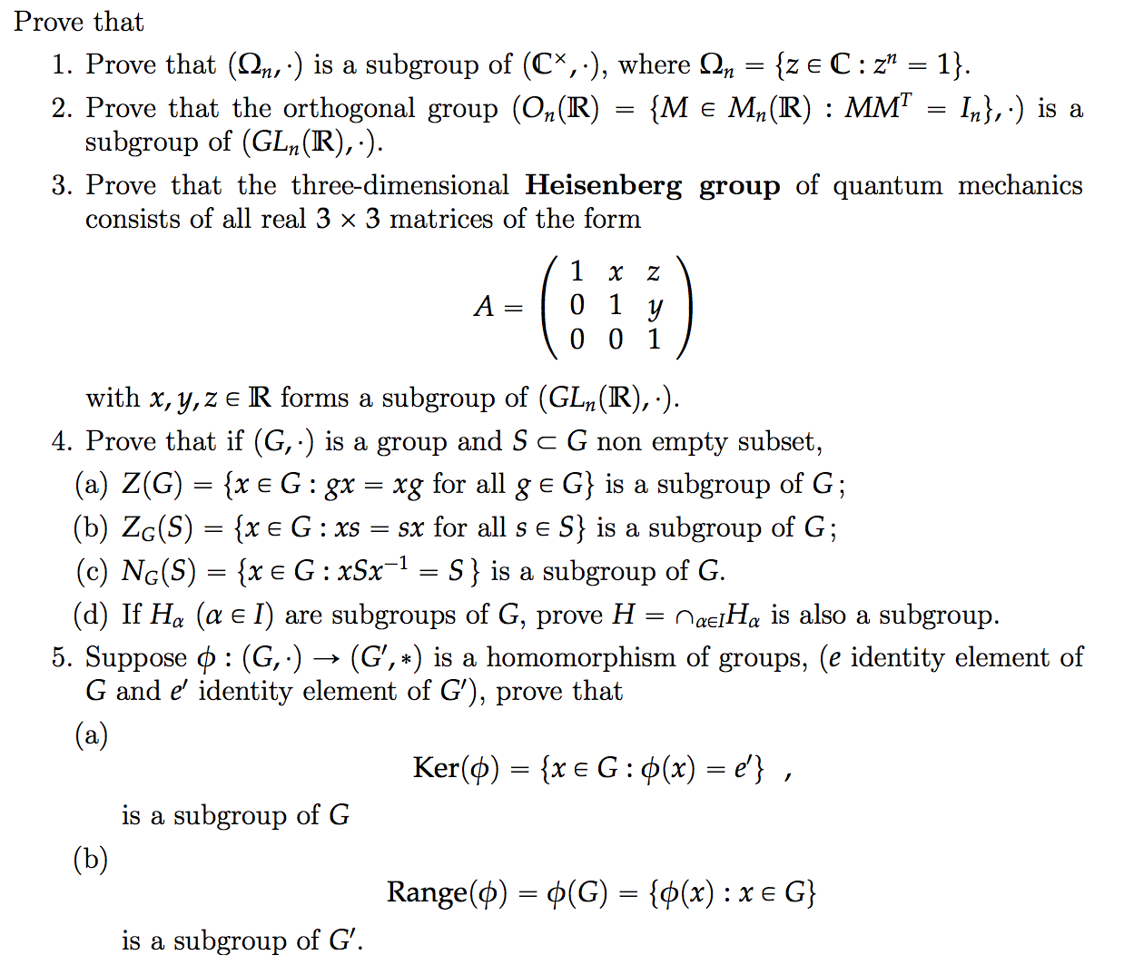 Prove That Prove That Ohm N Is A Subgroup Of Chegg Com