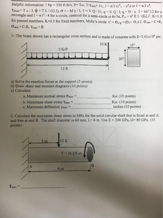 Solved Helpful Information 1 Hp 550 Ft Lb S P T Ome Chegg Com