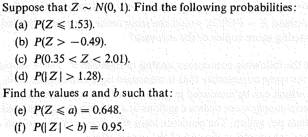 Solved Suppose That Z N 0 1 Find The Following Proba Chegg Com