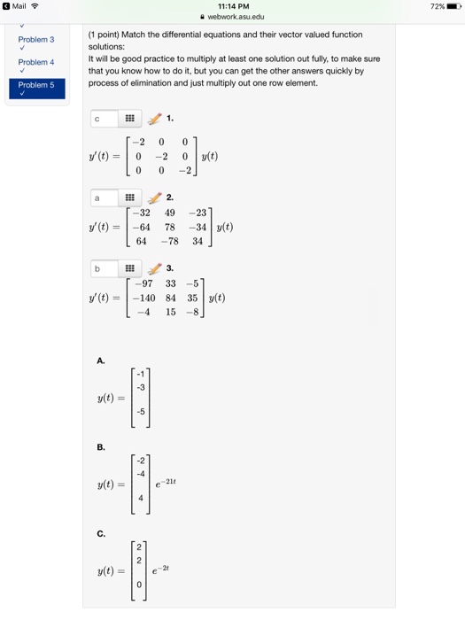 Match The Differential Equations And Their Vector Chegg 