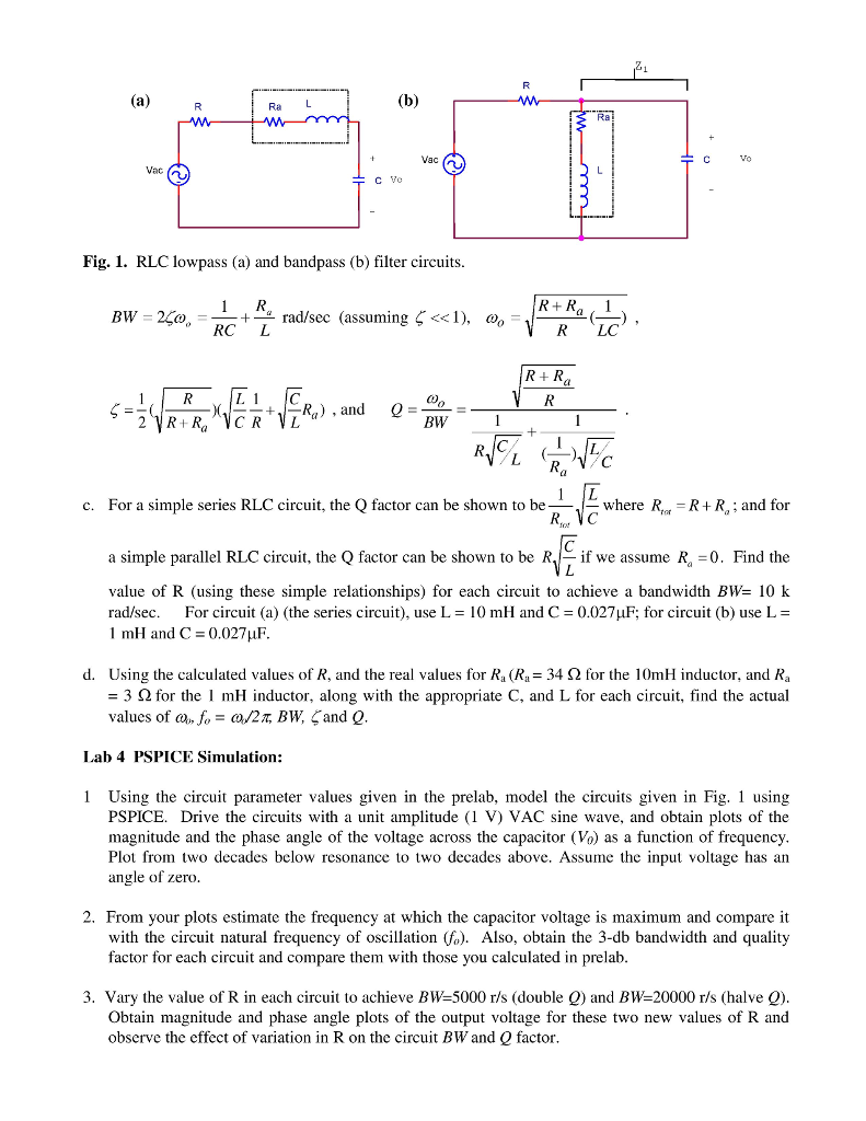 Solved: Electric Circuits II Lab #4 RLC Resonant Circuits  