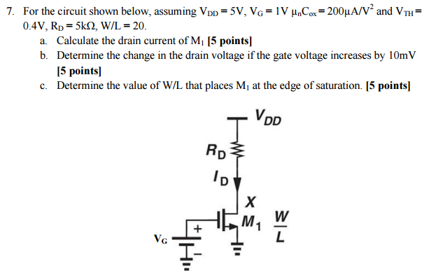 Solved For The Circuit Shown Below Assuming V Dd 5v V Chegg Com