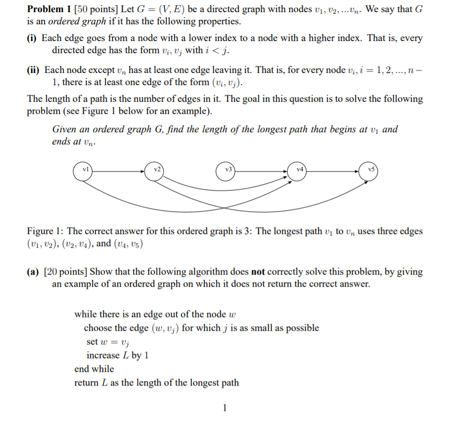 Solved Problem 1 50 Points Let G V E Be A Directed G Chegg Com