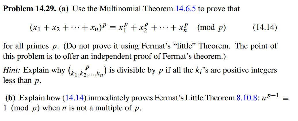 Solved Use The Multinomial Theorem 14 6 5 To Prove That Chegg Com