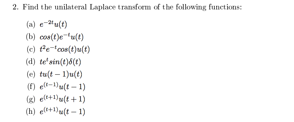 Solved Find The Unilateral Laplace Transform Of The Follo Chegg Com