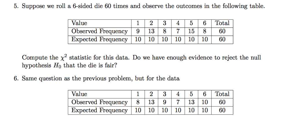 book table statistic Suppose Observe 60 And 6 Times sided Solved: Roll A We Die