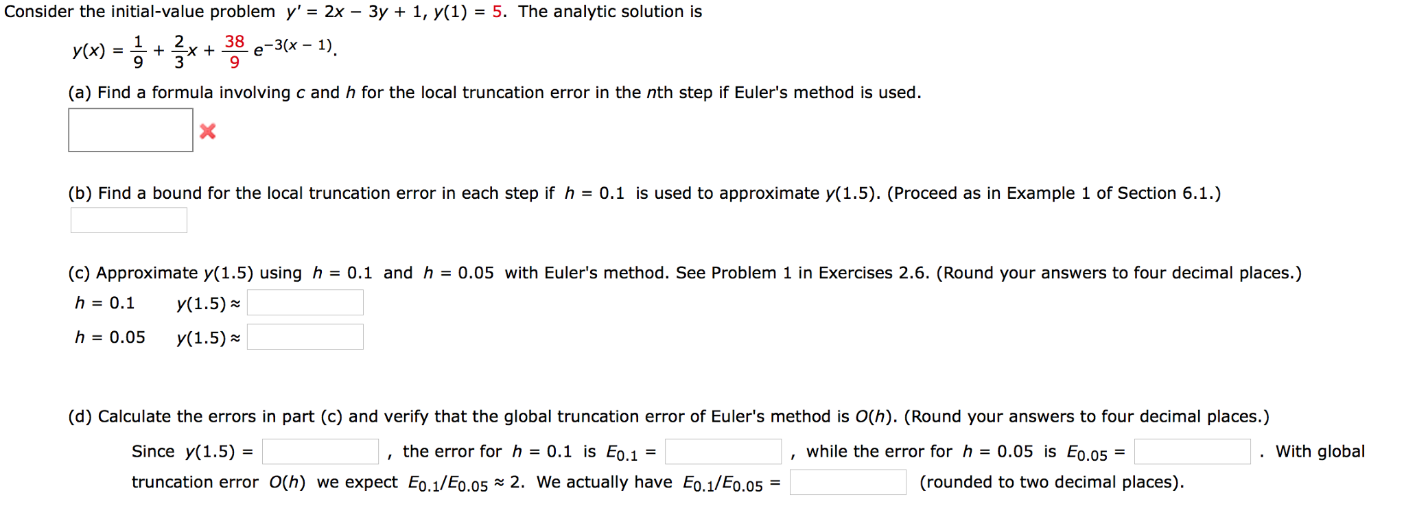 Consider The Initial Value Problem Y 2x 3y 1 Chegg Com