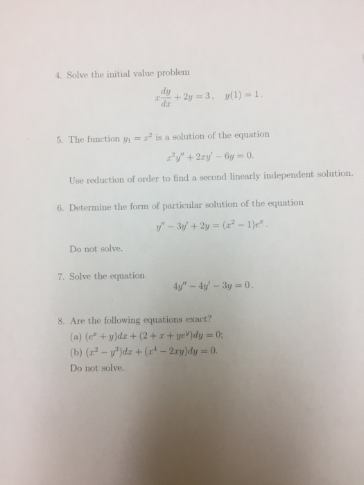 Solved Solve The Initial Value Problem X Dy Dx 2y 3 Chegg Com