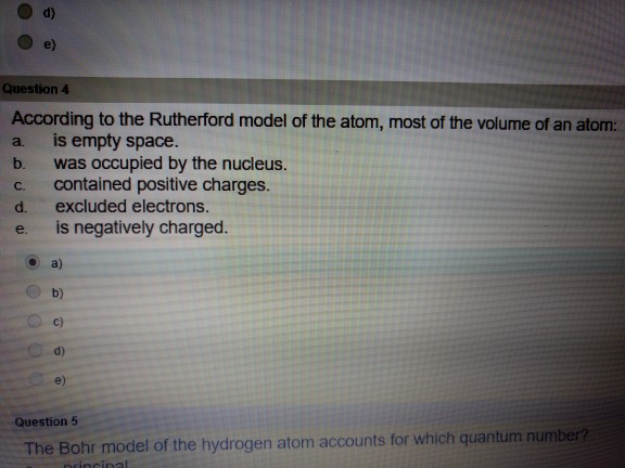 Solved According to the Rutherford model of the atom, most | Chegg.com