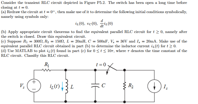 Solved Consider The Transient RLC Circuit Depicted In Fig