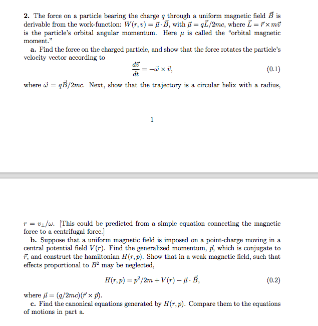 Solved 2 The Force On A Particle Bearing The Charge Q Th Chegg Com