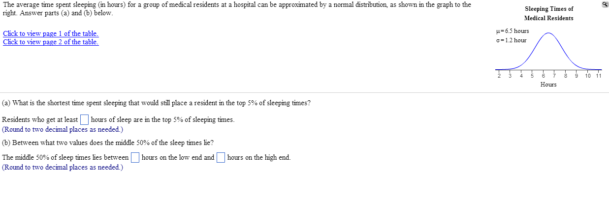 The Average Time Spent Sleeping In Hours For A Group Of Medical Residents At A Hospital Can Be Approximated By A Normal Distribution As Shown In The The Average Time Spent Sleeping In Hours For A Group Of Medical Residents At A Hospital Can Be Approximated By A Normal Distribution As Shown In The