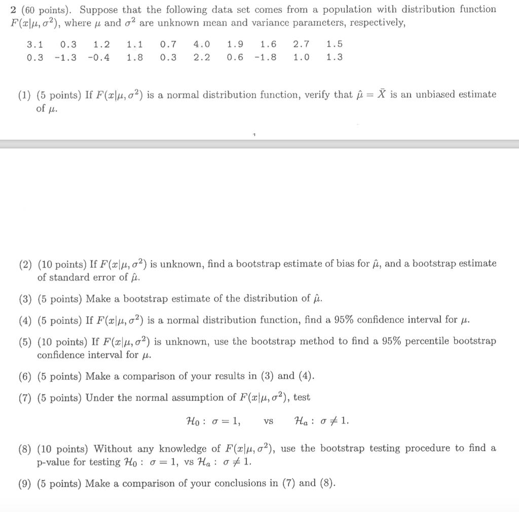 Suppose That The Following Data Set Comes From A P Chegg Com