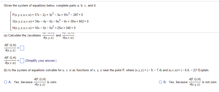 Solved Given The System Of Equations Below Complete Part Chegg Com