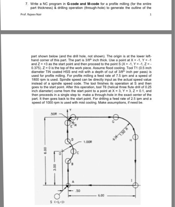 Write A Nc Program In G Code And M Code For A Profile Chegg Com