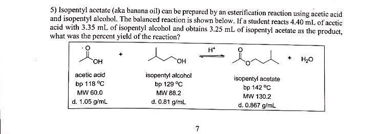 5 Isopentyl Acetate Aka Ban And Isopentyl Alcohol Chegg Com