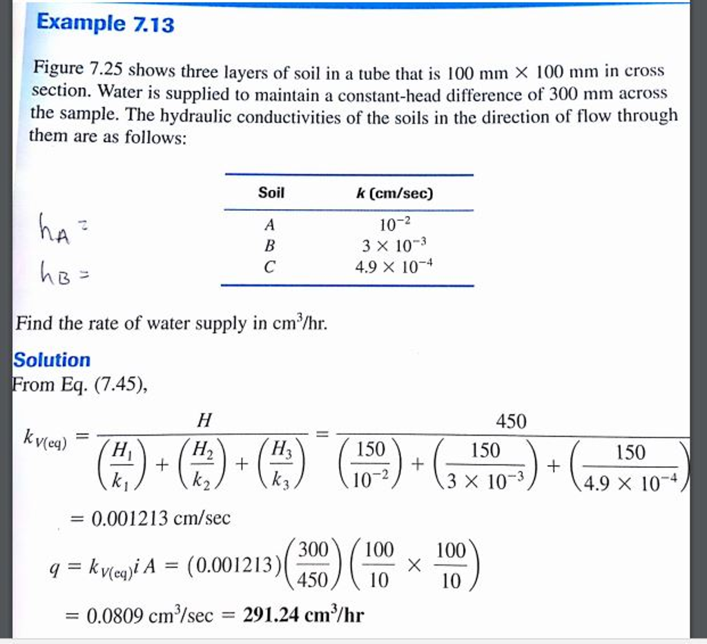 Solved Example 7.13 Figure 7.25 shows three layers of soil