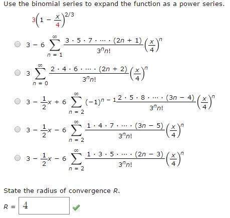 Use The Binomial Series To Expand The Function As A Chegg Com