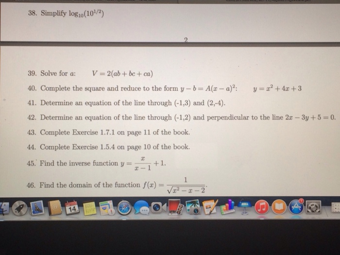 Solved 38 Simplify Log10 10 1 2 39 Solve For A V 2 Ab Chegg Com