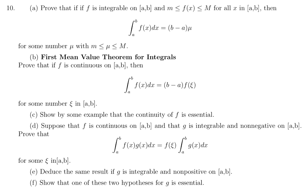 Solved 10 A Prove That If If F Is Integrable On A B