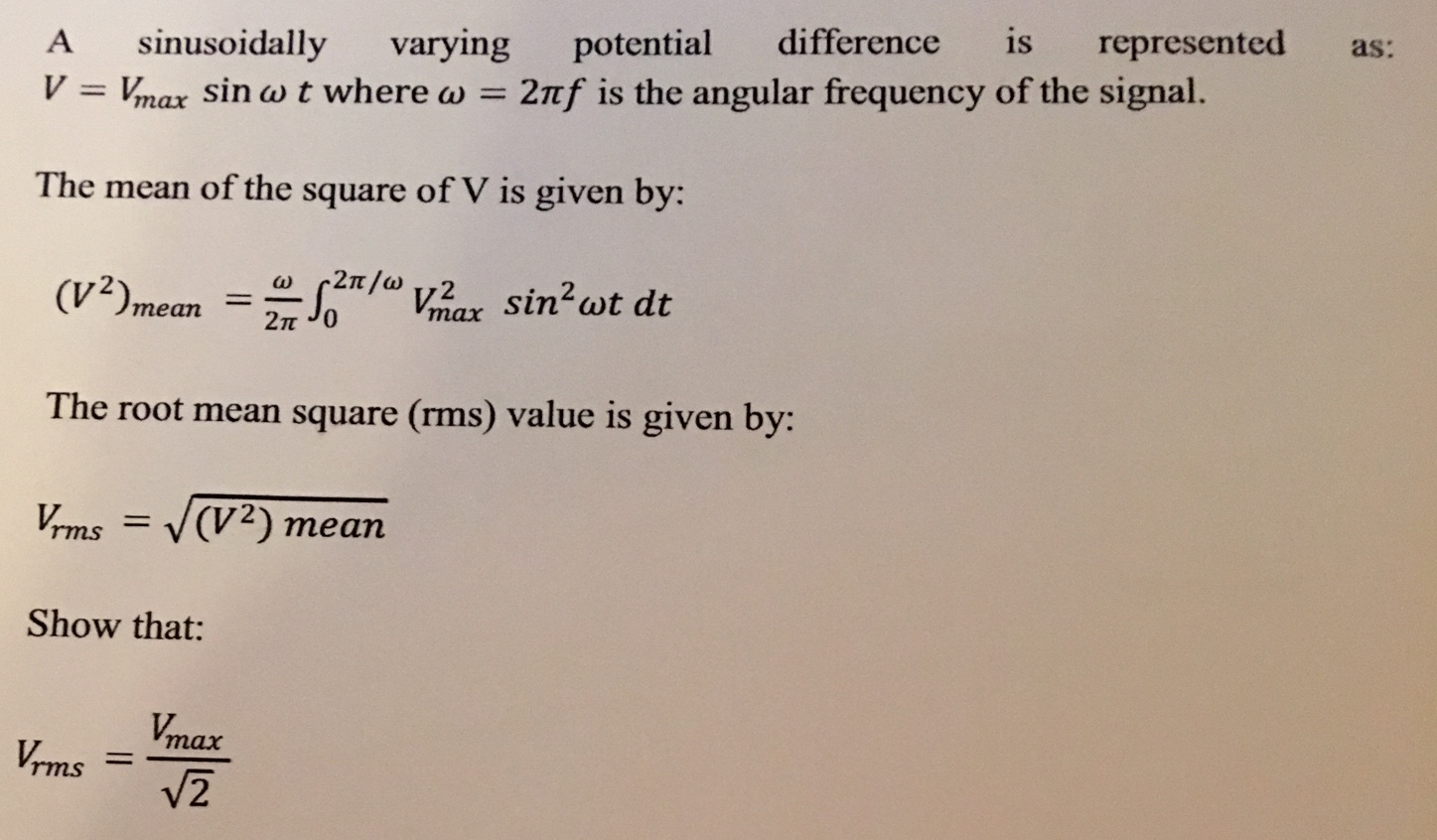 Solved A Sinusoidally Varying Potential Difference Is Rep Chegg Com