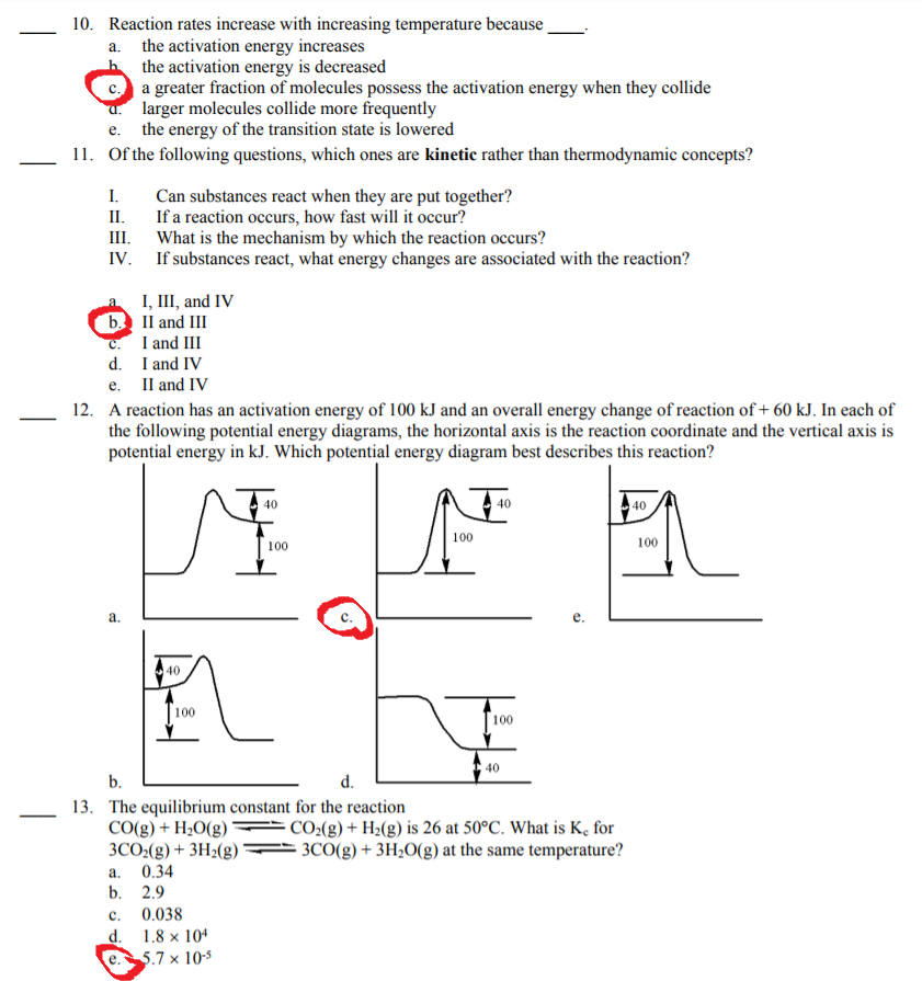 Solved 10. Reaction Rates Increase With Increasing Temper