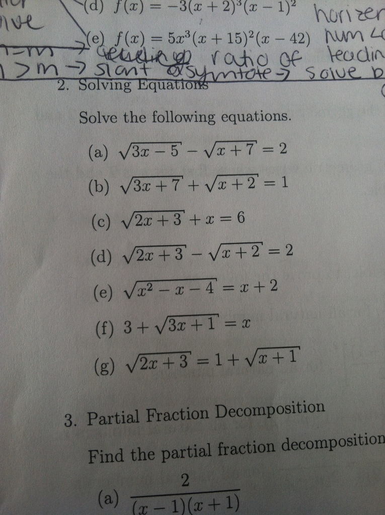 Solved Solving Equations Solve The Following Equations S Chegg Com