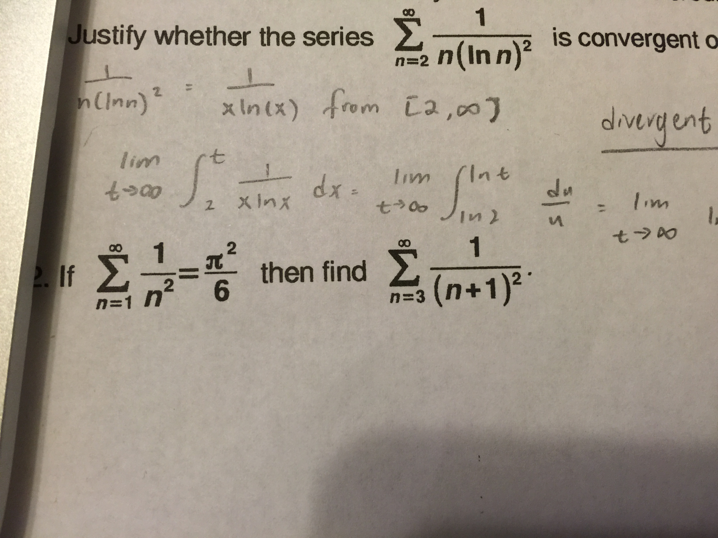 If Sigma Infinity N 1 1 N 2 Pi 2 6 Then Find Chegg Com