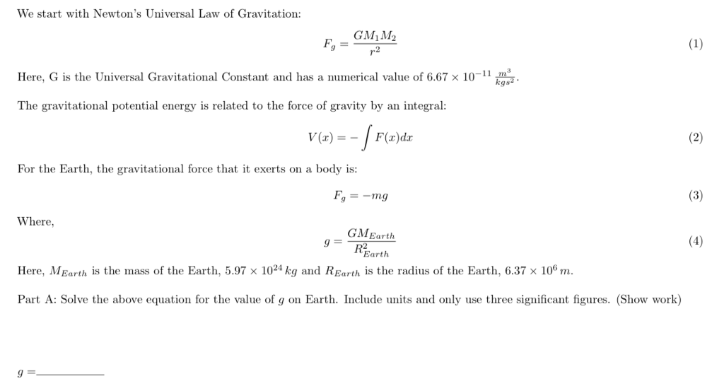 We Start With Newton S Universal Law Of Gravitation Chegg Com