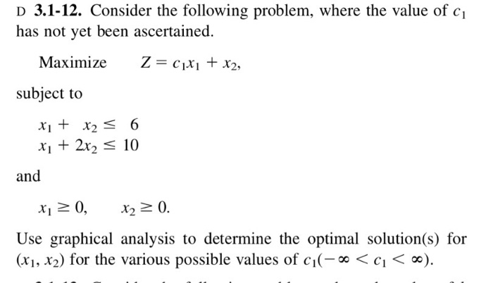 Solved D 3 1 12 Consider The Following Problem Where The Chegg Com