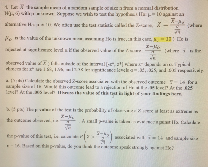 Solved Let X The Sample Mean Of A Random Sample Of Size N Chegg Com