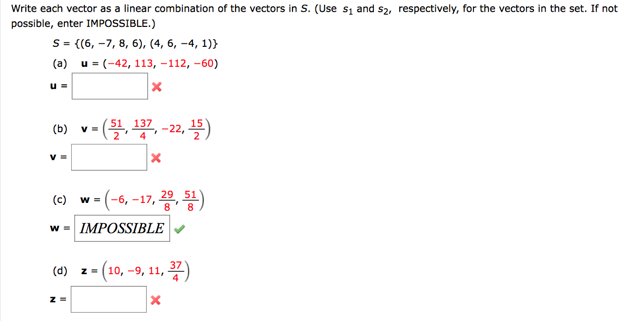 Write each vector as a linear combination of the  Chegg.com